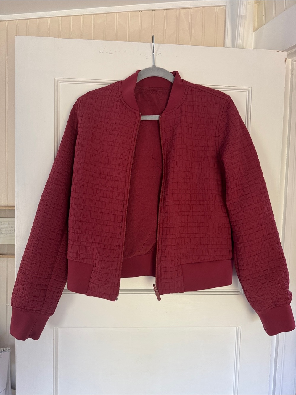 LULULEMON Quilted Bomber Jacket in Deep Wine Red